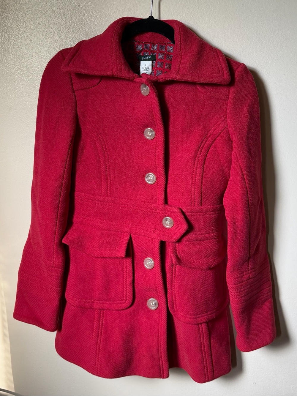 J.Crew Stadium Cloth Peacoat 80305 Red Wool Size 2 Vintage 2006
